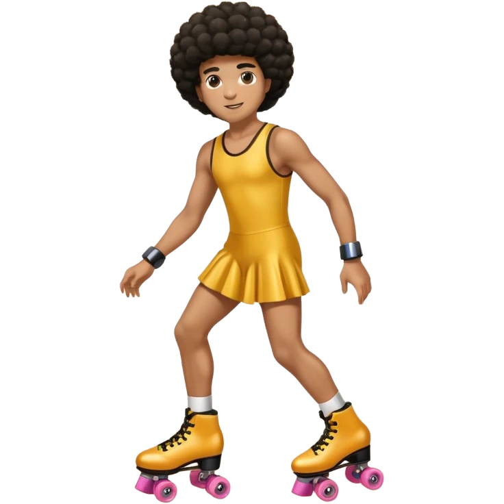 man afro hair disco dress and roller skate emoji