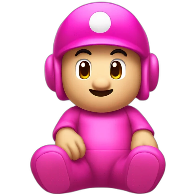mario sitting with a pink teletubby emoji