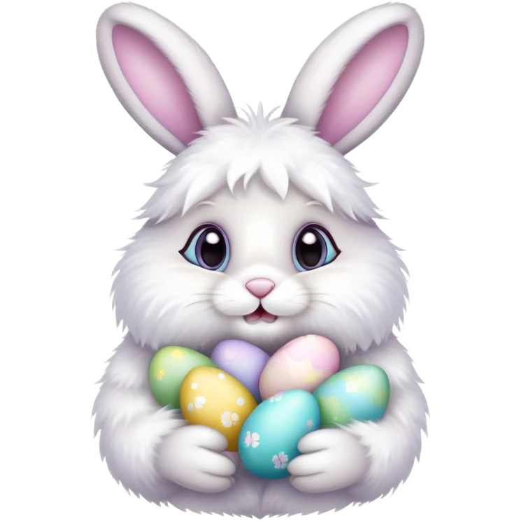 Easter bunny with colorful eggs emoji