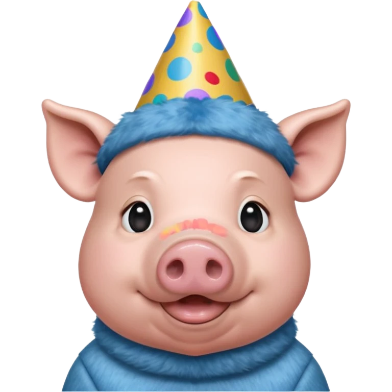 blue pig party hat wearing clothes  emoji