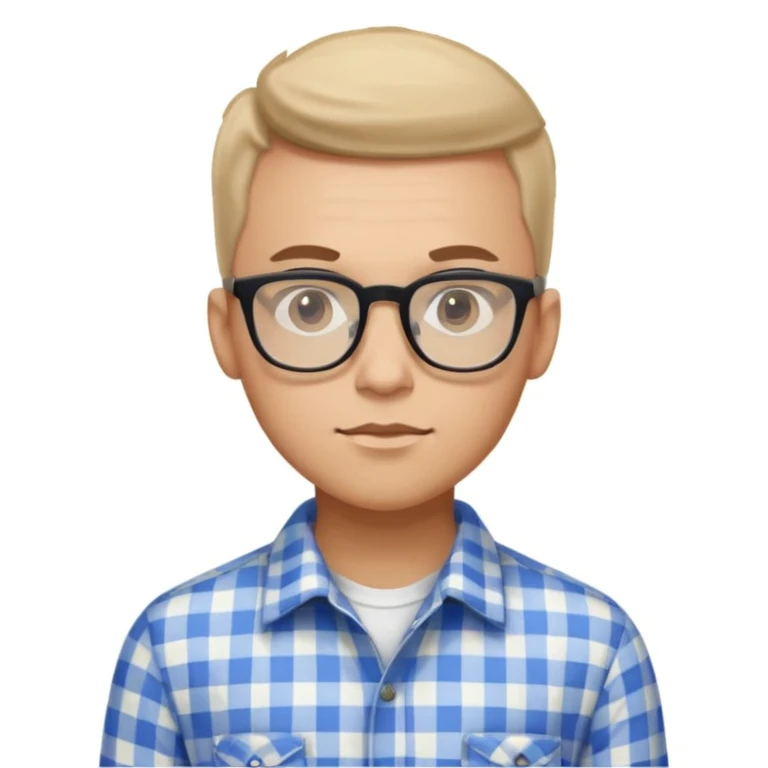 A confident young man in a checkered shirt and glasses poses indoors with a sharp, stylish look.


 emoji