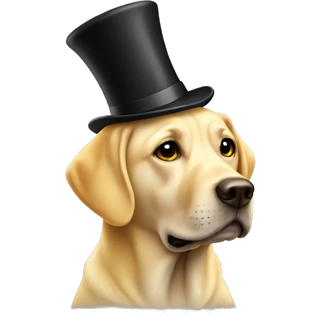 Yellow Labrador with top hat emoji