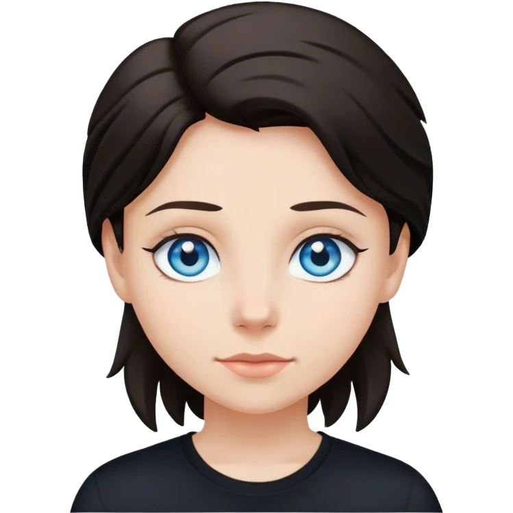 Lesbian girl  blue eyes black shirt emoji