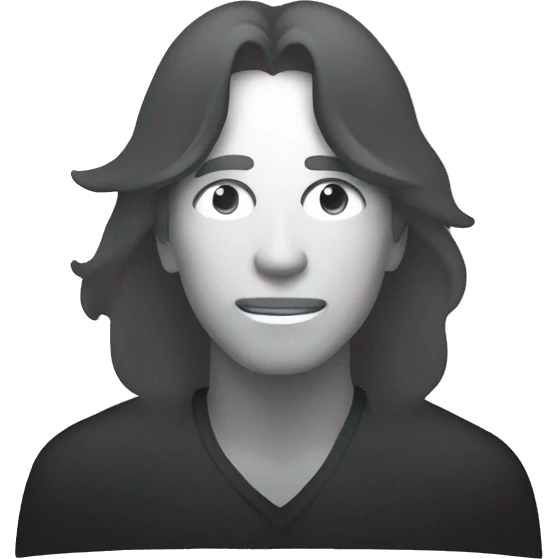 silhouette of a man sitting with long hair looking at us emoji