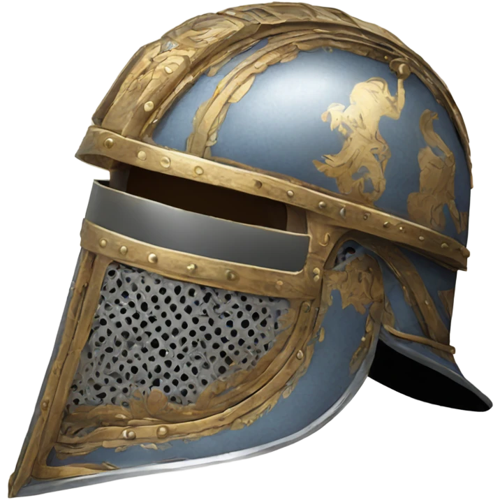 ornate french full-face armet helmet intricate inlays shoulders emoji