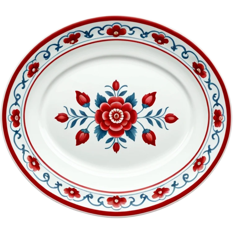 antique porcelain white and red platter  emoji