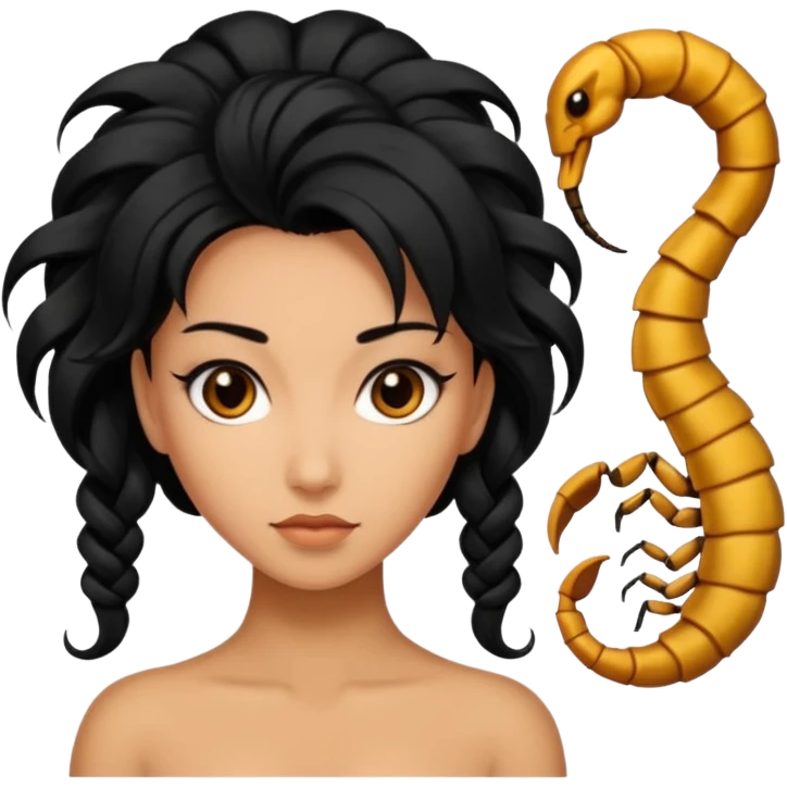 woman with a scorpion tail-shaped hairstyle. emoji