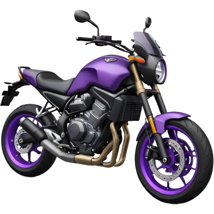 Créer un emoji copiable sur mon système iOS avec une moto mt07 noir mate / violet plus foncé que tu as et iridescent. le style de la mt07 doit être en roadster. emoji