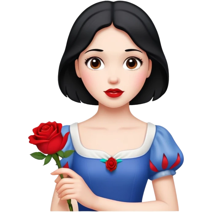 Snow White princess holding a red rose emoji