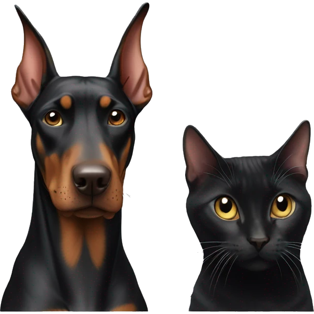 Doberman and cat  emoji