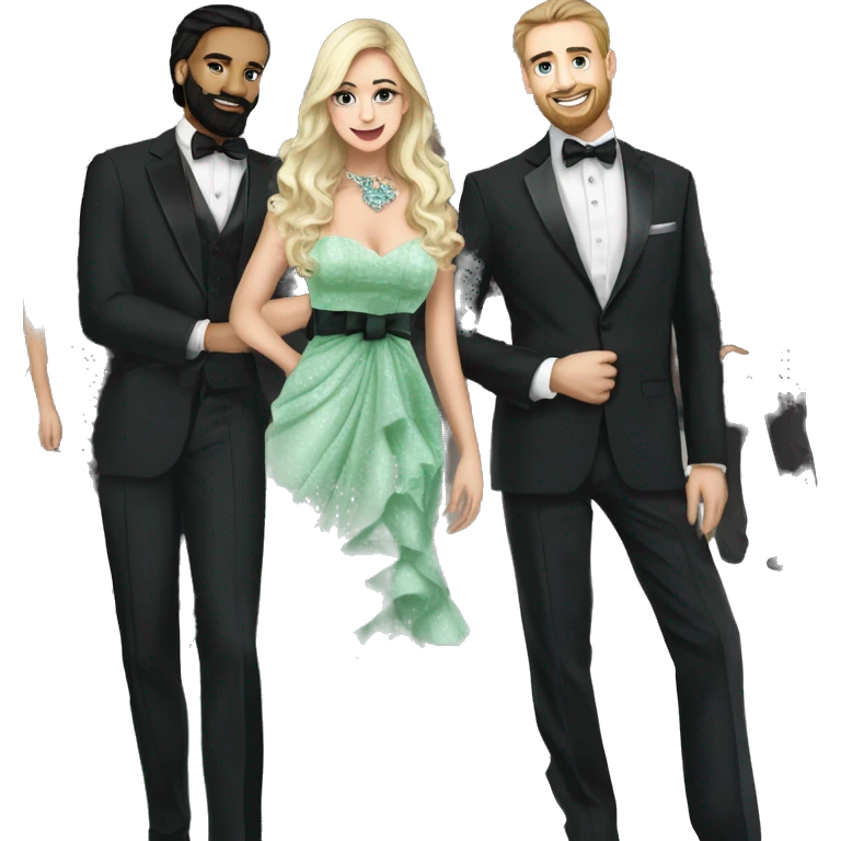 boys adore girl's green dress emoji