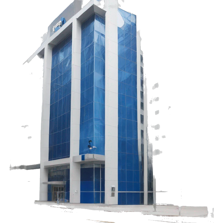chase logo modern building, blue and white building with chase logo emoji