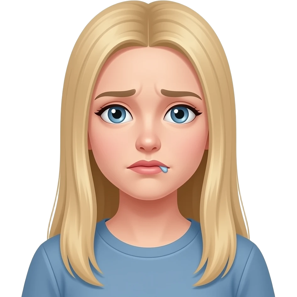fai un set di emoji come soggetto una bella ragazza russa bionda capelli lisci lunghi e occhi chiari e imbarazzata emoji