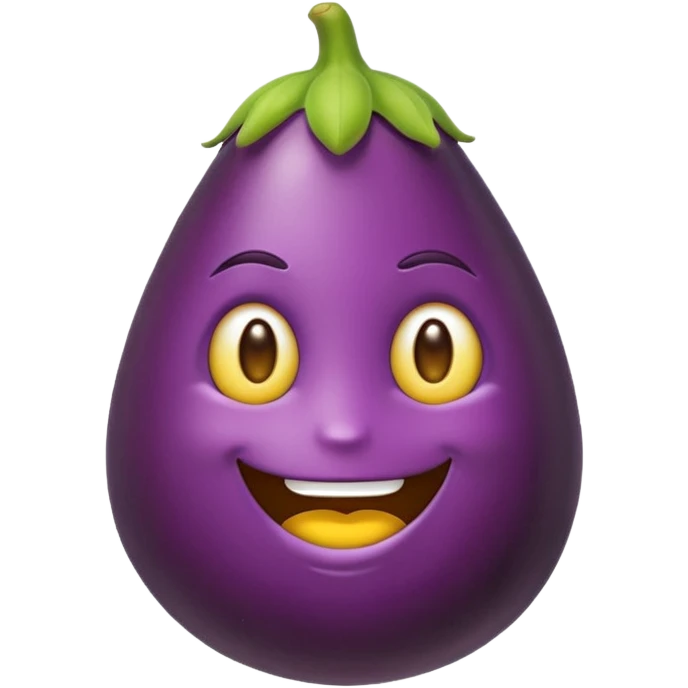Un emoji jaune avec une aubergine emoji