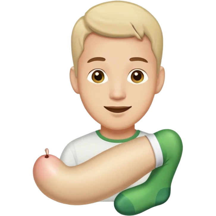 Emoji nude, with his penis out stocking it with a pleased look on his face emoji