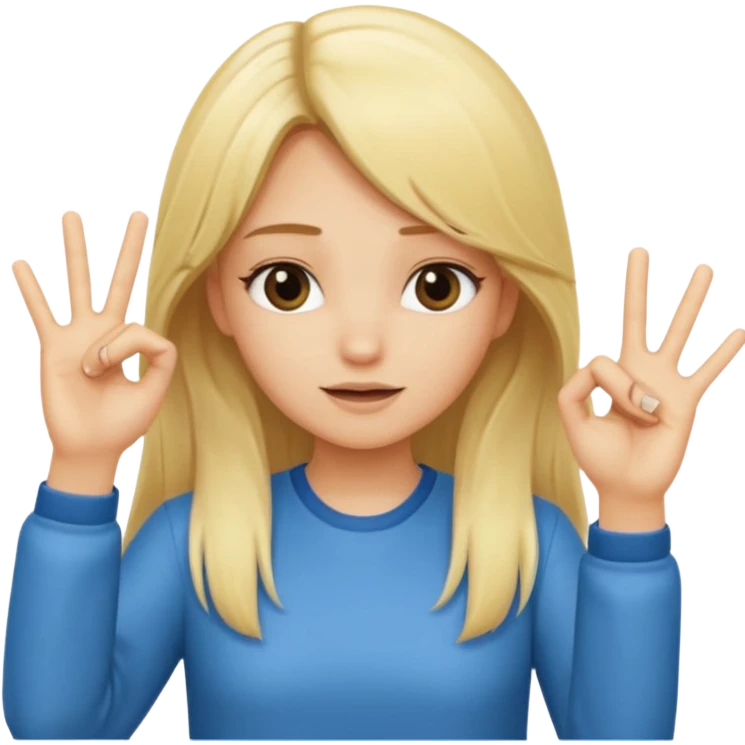 blonde cartoon girl long hair making time out gesture hands making "t" sign emoji