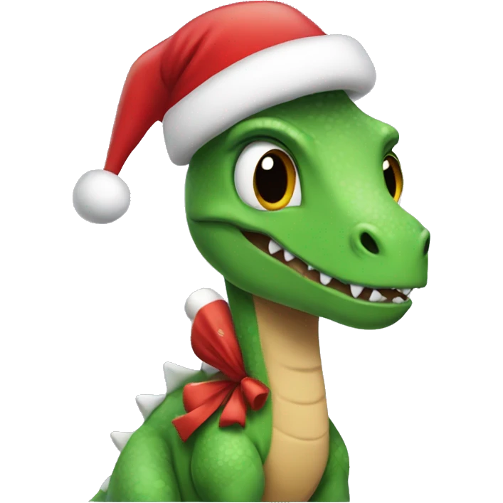 Female dinosaur with Santa outfit  emoji