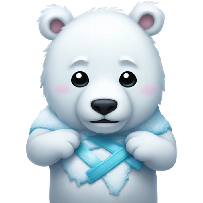 Ice bear with snowrabit in arms emoji