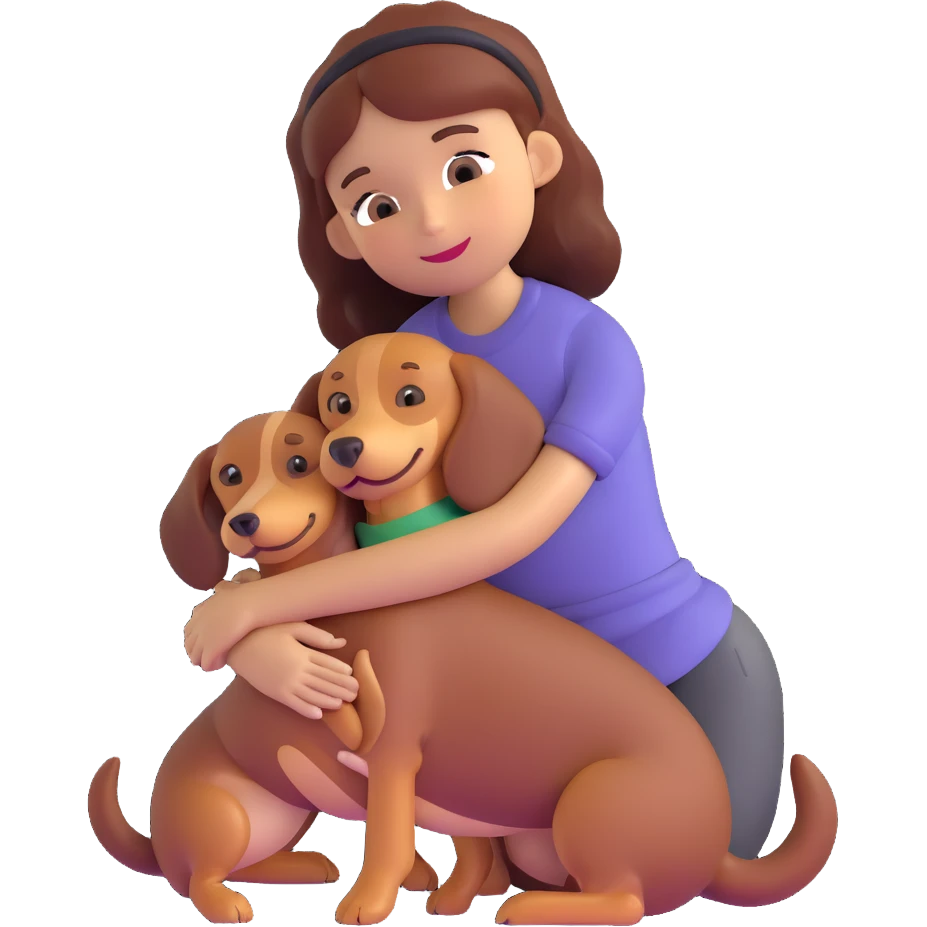 girl hugging dachshund emoji