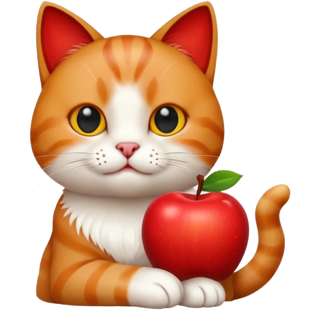 Gato com uma maça  emoji