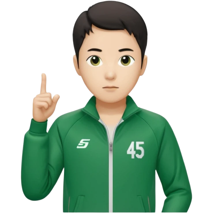 Draw Seong Gi-hun (Player 456) in green tracksuit with the white number 456 clearly printed on the chest & jacket. emoji