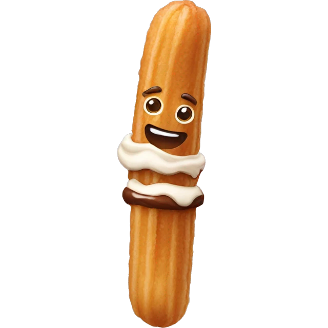 Un churro con la punta bañada en chocolate  emoji