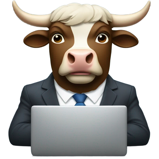 smiling bull wearing suit using computer emoji