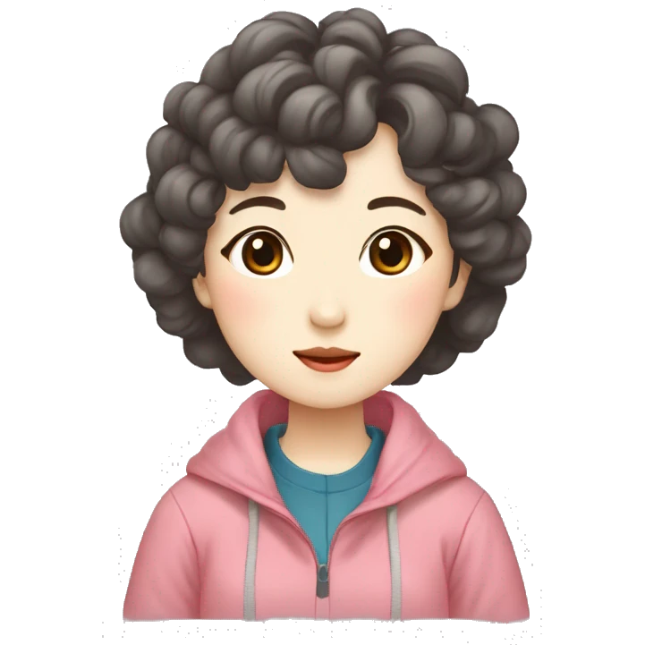 korean ajumma with permed hair wearing outdoor clothes emoji