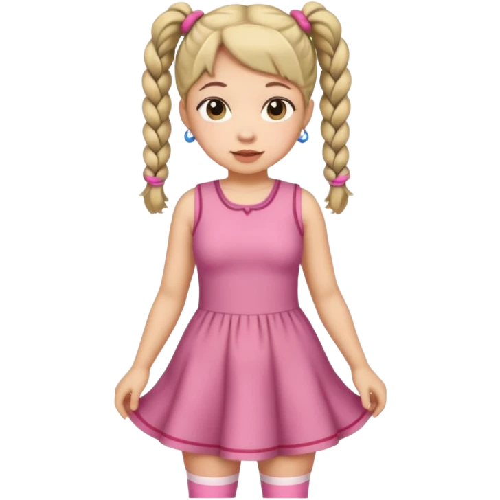 Her hair is in pigtails and her pubic hair is shaped like a heart.  She has wide hips emoji