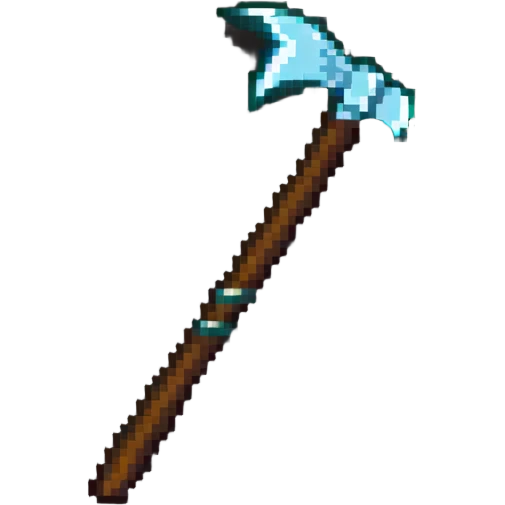 pixelated Minecraft diamond pickaxe with brown handle emoji