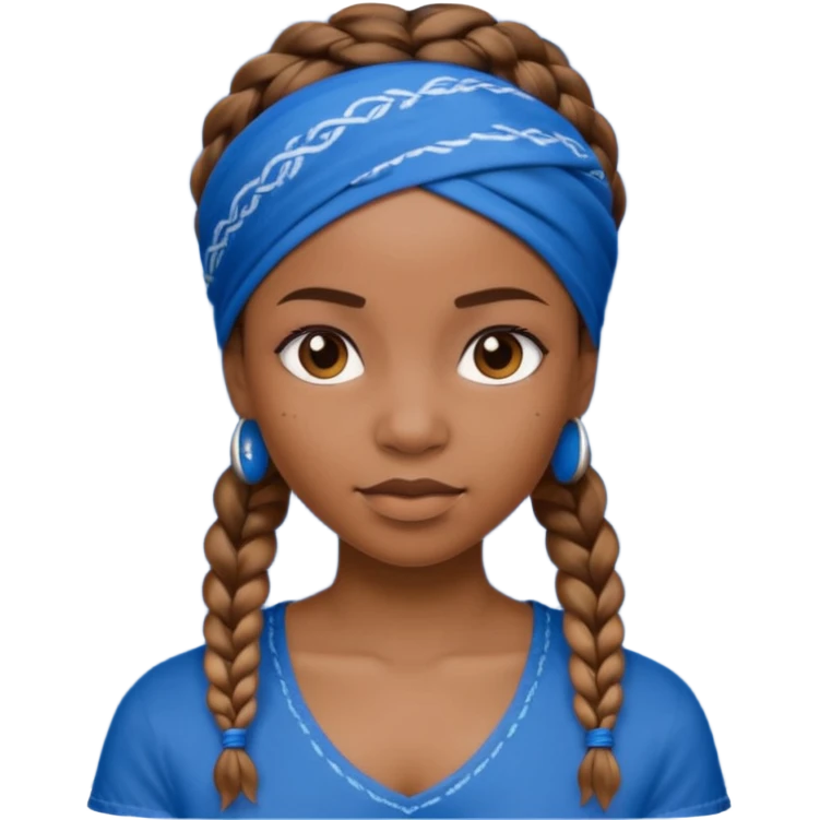 short black woman with braids and a blue bandana emoji