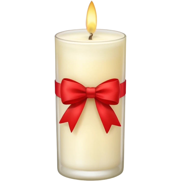 Soft vanilla long glass candle, with little red bow emoji