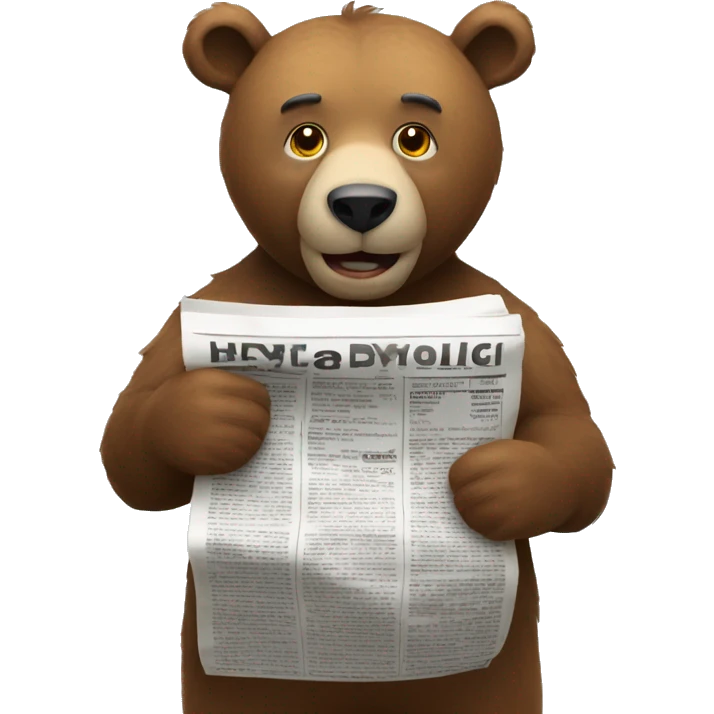  bear holding a roll of newspaper on hand emoji