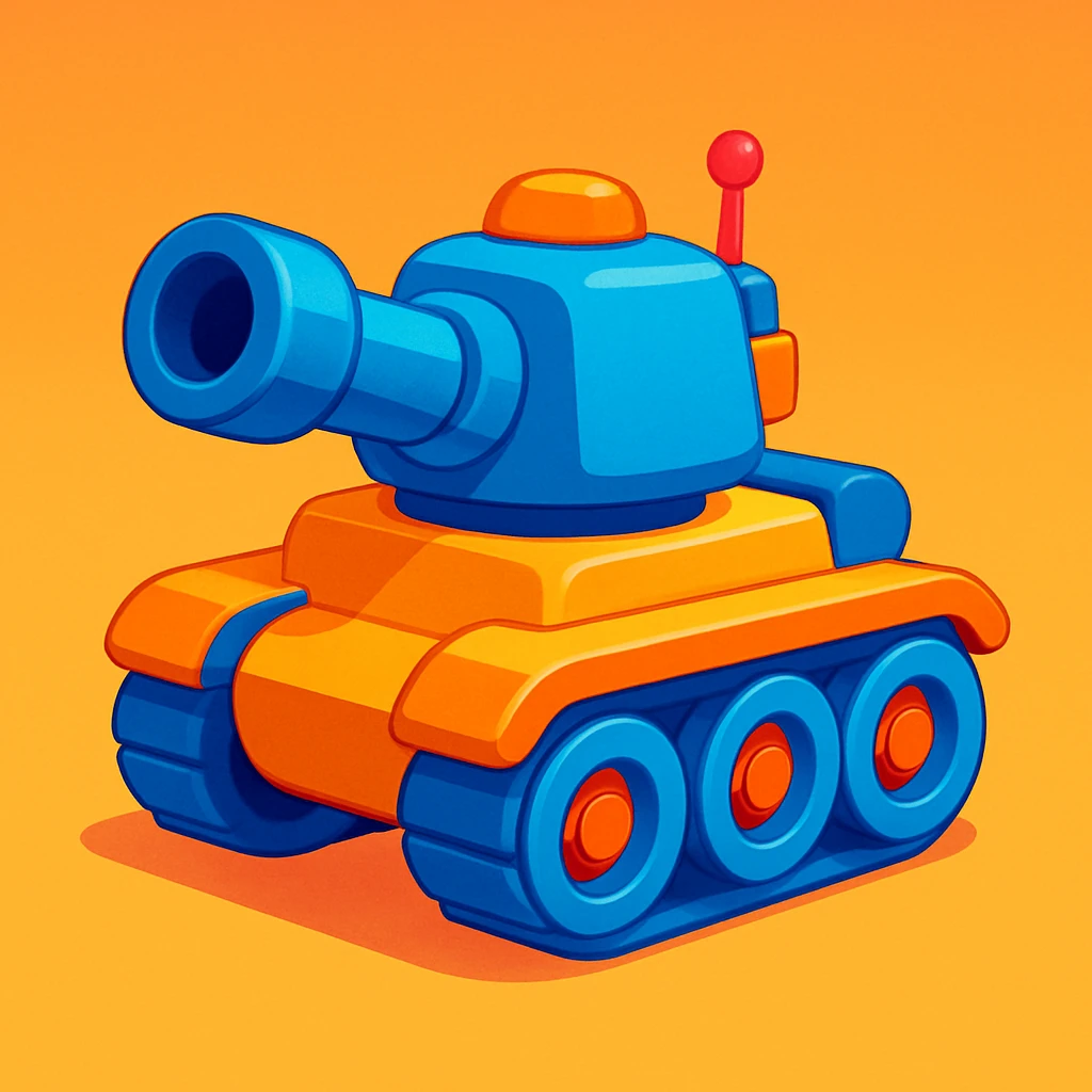 tank, 3D style, cartoonish proportions, bright colors emoji