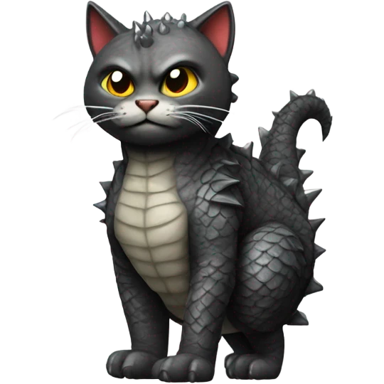 Cat dressed as Godzilla emoji