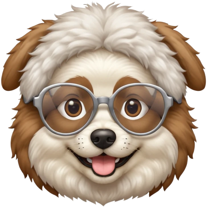 dog wearing grany emoji