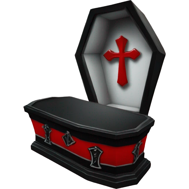 Red and black Gothic coffin with a ankh ￼ emoji