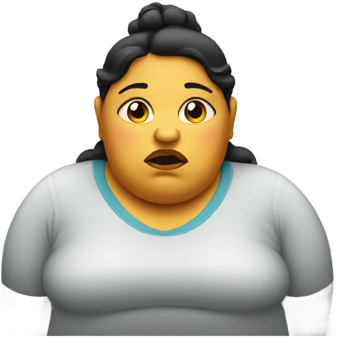 fat woman looking sad emoji