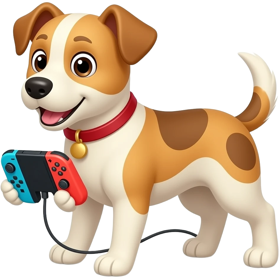 다리가 4개인 조이콘게임하는 강아지 emoji