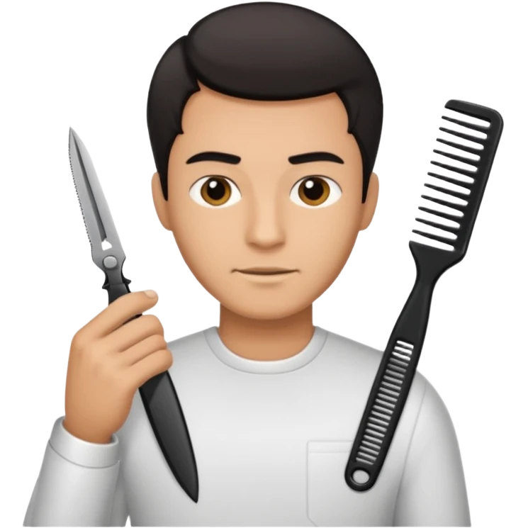 Man holding clippers and comb emoji