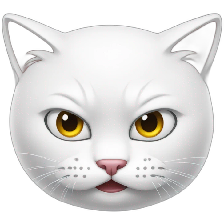 Cartoon White cat angry emoji