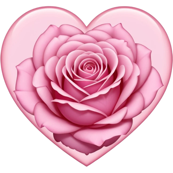 pink rose inside a heart outline, soft and charming emoji