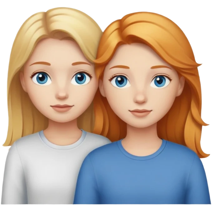 Best friends blonde girl with hazel eyes  and ginger girl with blue eyes emoji