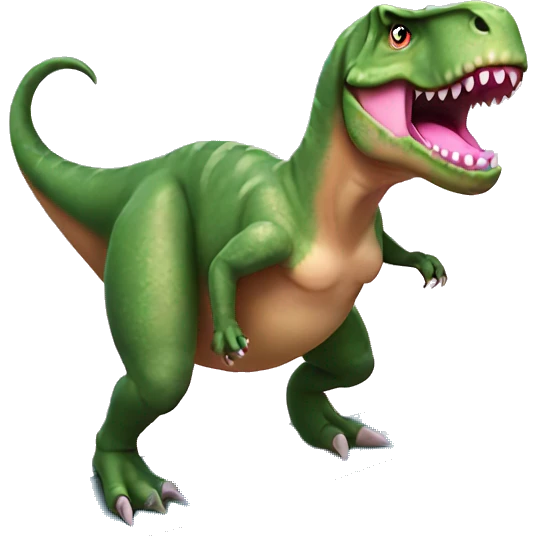 T-Rex surfing with a pink bow  emoji