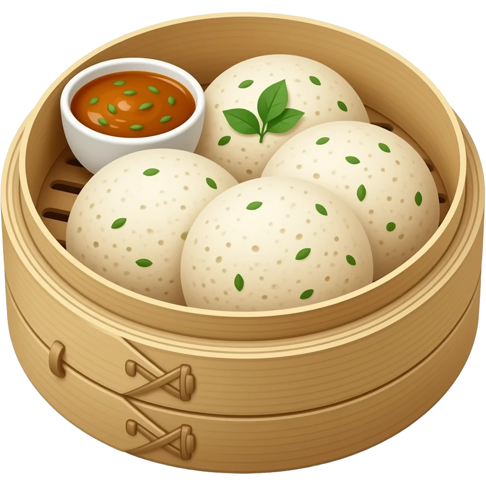 Idli with sambar and chatney emoji