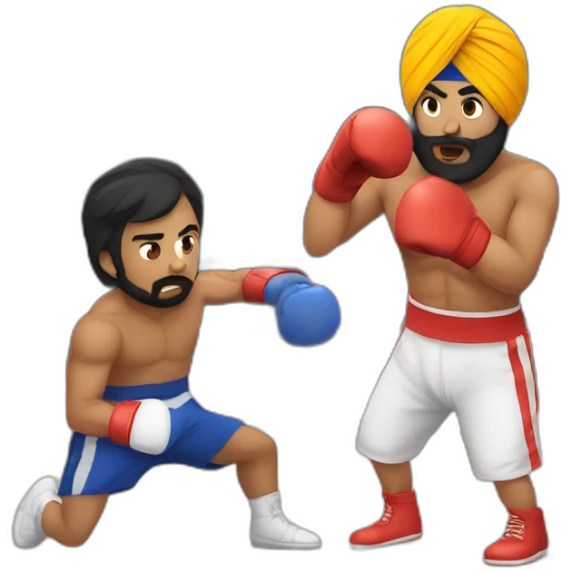 a sikh dude knocking out someone in a boxing ring emoji