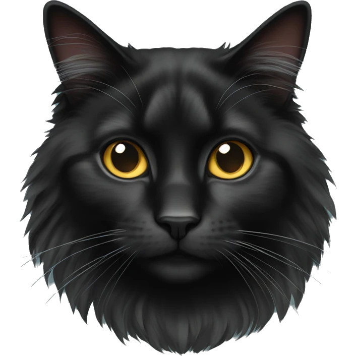 Black domestic longhair cat emoji