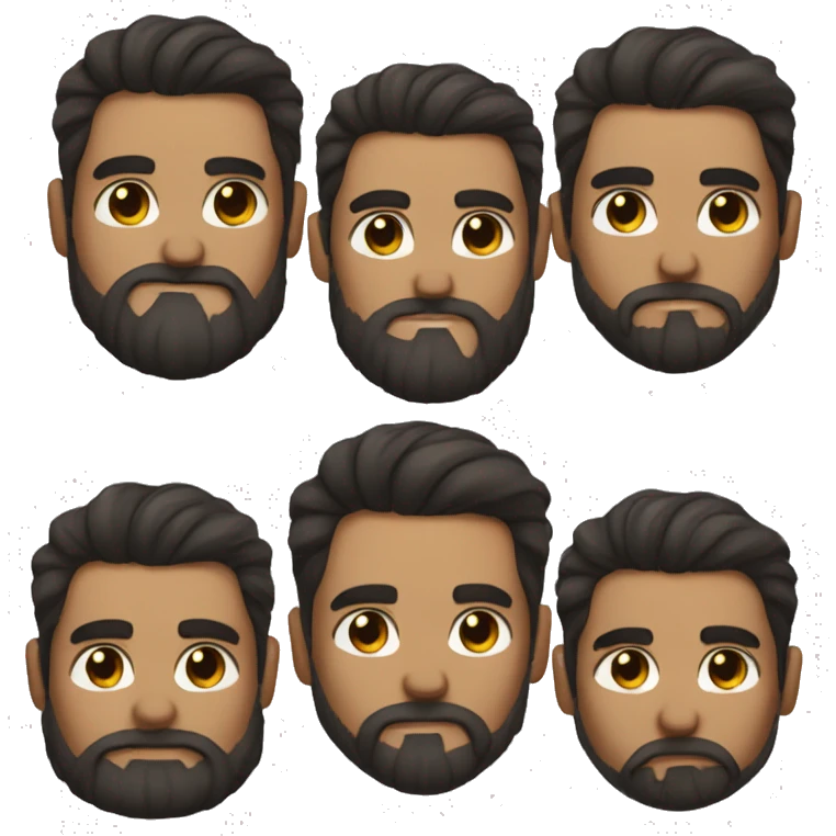 Bearded man, dark hair, muscular, kiss emoji