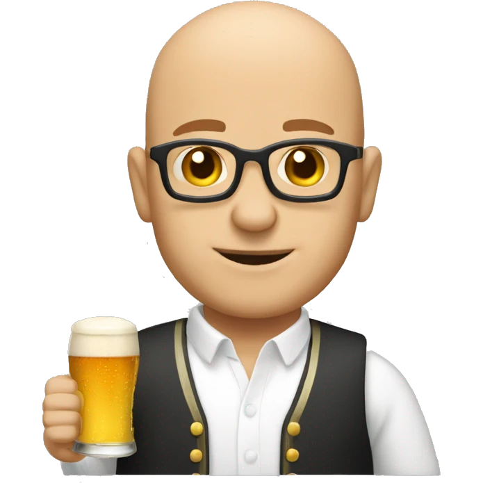 bald frmer with beer emoji