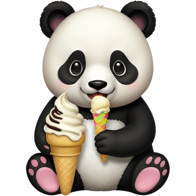 Panda eating ice cream emoji